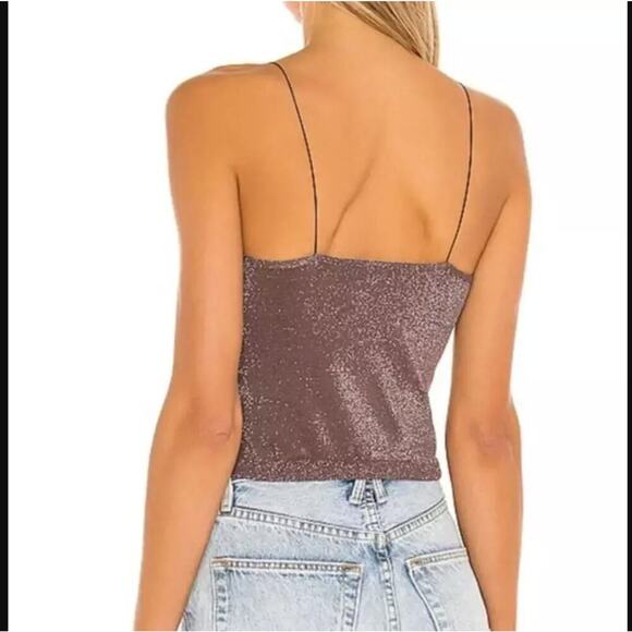 Intimately Free People NWOT Brown Metallic Scoop Neck Brami Crop Top Size XS/S - Picture 2 of 5